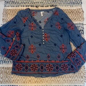 Katherine Barclay Denim Style Embroidered Shirt